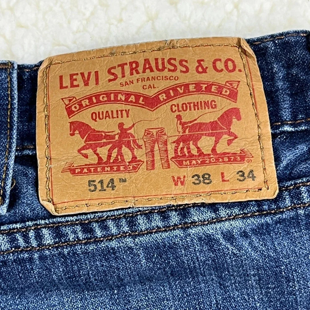 Levi's Jeans Mens 38x34 Blue 514 Straight Fit Denim Stretch Casual 00514-0308